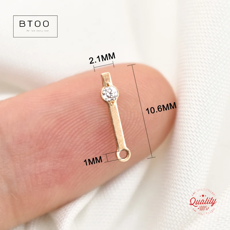 Real 14K Gold Filled Strip Shape Charm Zircon Connector Pendant For Necklace DIY Jewelry Tarnish Resistant Jewelry Findings