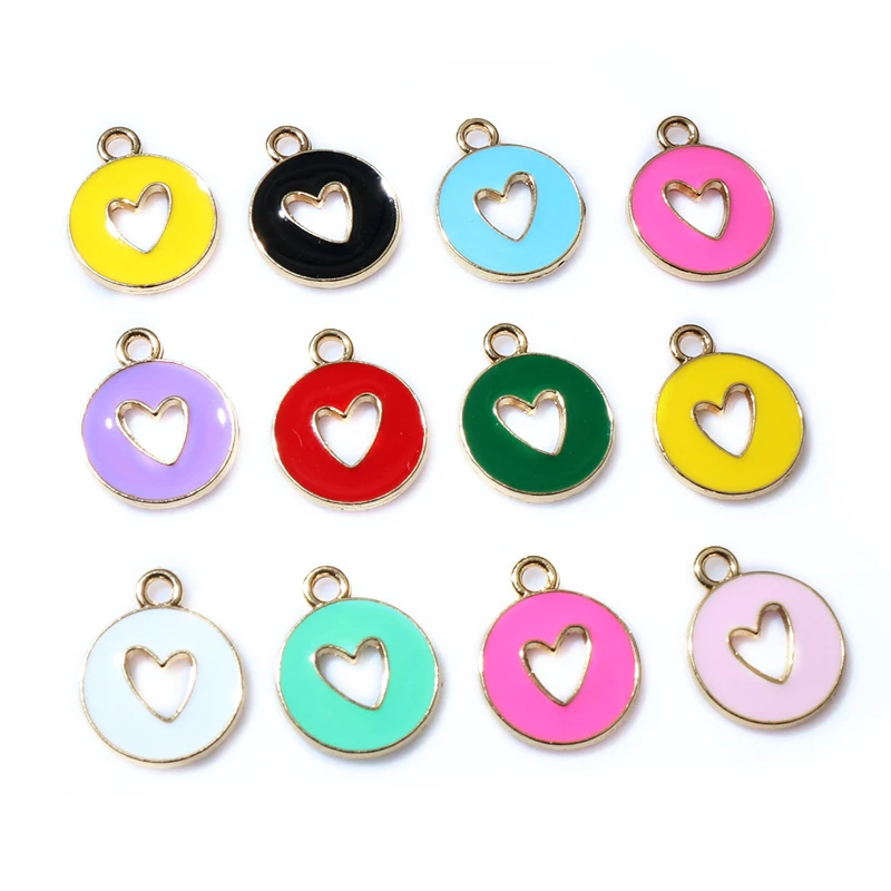 20pcs 15x12mm Enamel Double Side Hollow Heart Charms Pendant DIY Jewelry Making Accessories for Bracelet Earrings Necklace - view 3