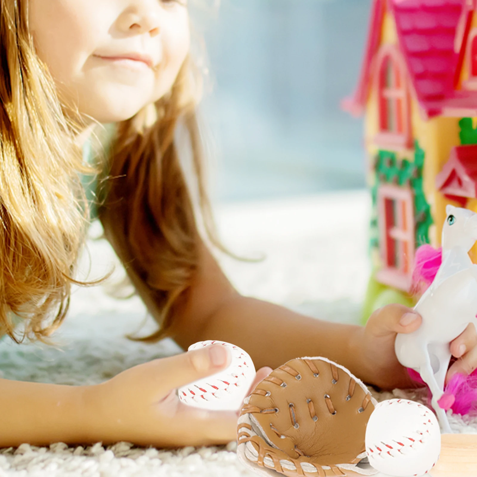 Guante de béisbol en miniatura, cubierta de Softbol, 2 juegos de guantes, pelota de juguete para bebé, Mini Kit decorativo, regalo seguro portátil