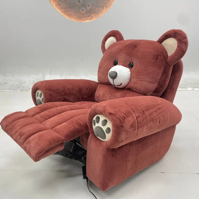 Two-dimensional fabric art single functional sofa modern simplicity cream wind bear velvet lazy animal rotating single chair