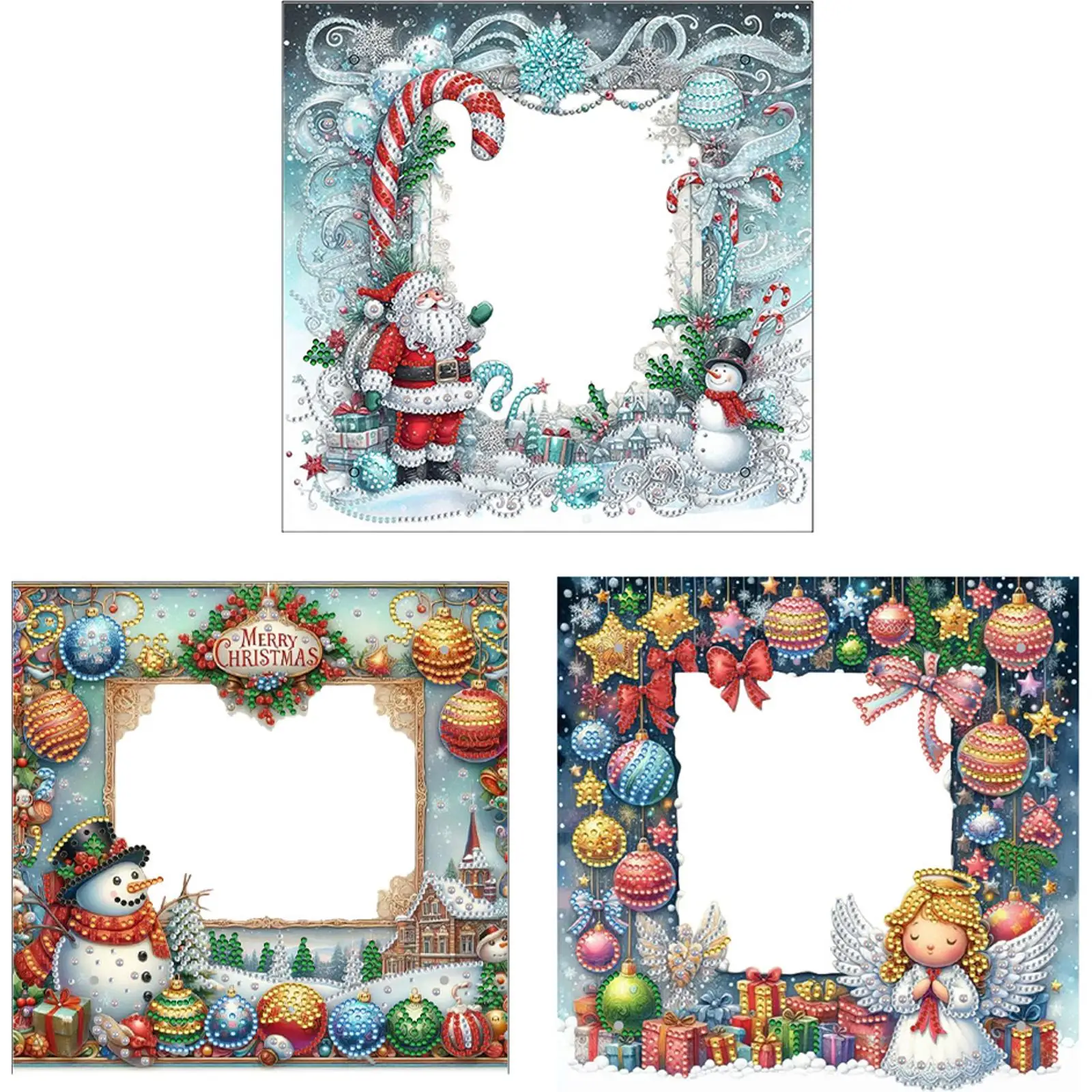 

2D/Flat DIY Xmas Diamond Decoration Photo Frame Diamond Art Kits Christmas Photo Frame Rhinestone Photo Frame for Office Decor