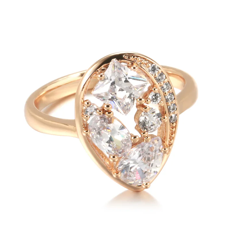 Multi Rose Gold Rings for Women Natural with Diamond Jewelry Anillos De Bizuteria Anillos Mujer Gemstone Rings Box