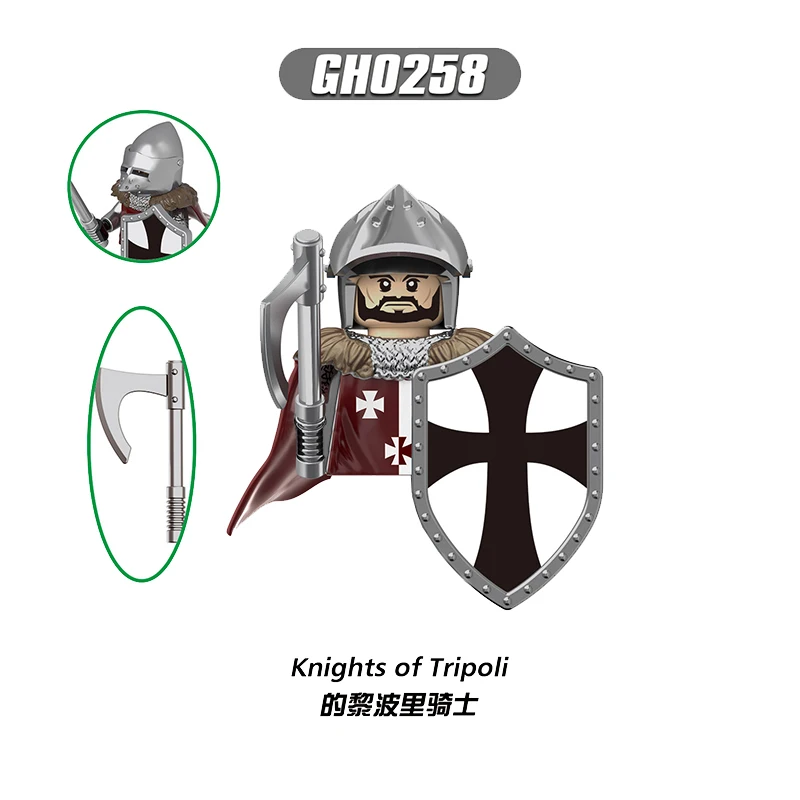 Medieval Knight Figures Building Blocks Knights of Jerusalem Knight team Tripoli Soldier Army Guard Mini Action Figure Brick Toy