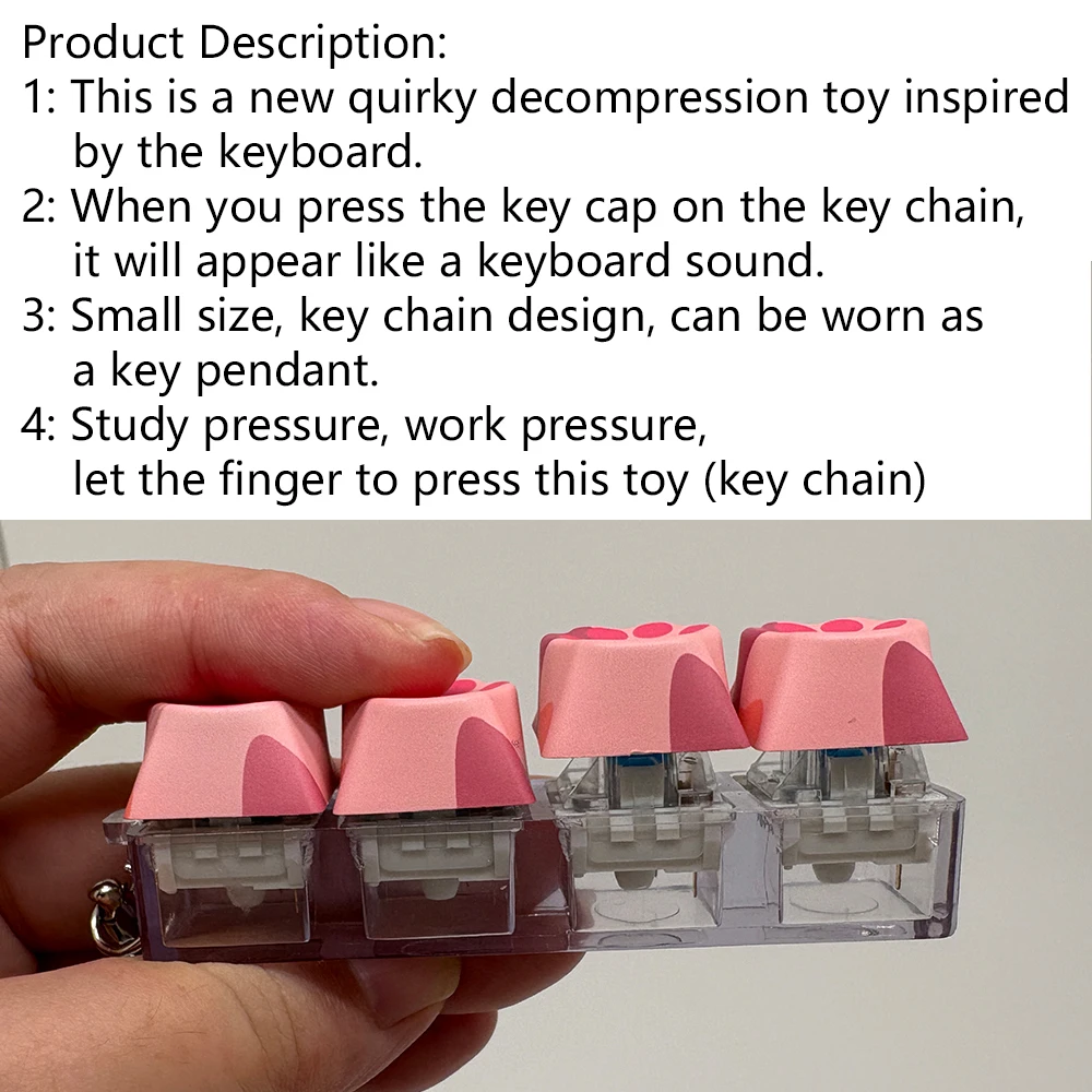 Cat Claw Keychain Key Ring Pendant Mobile Phone Backpack Pendant Desktop Accessories Fingertip Office Decompression Press Tools