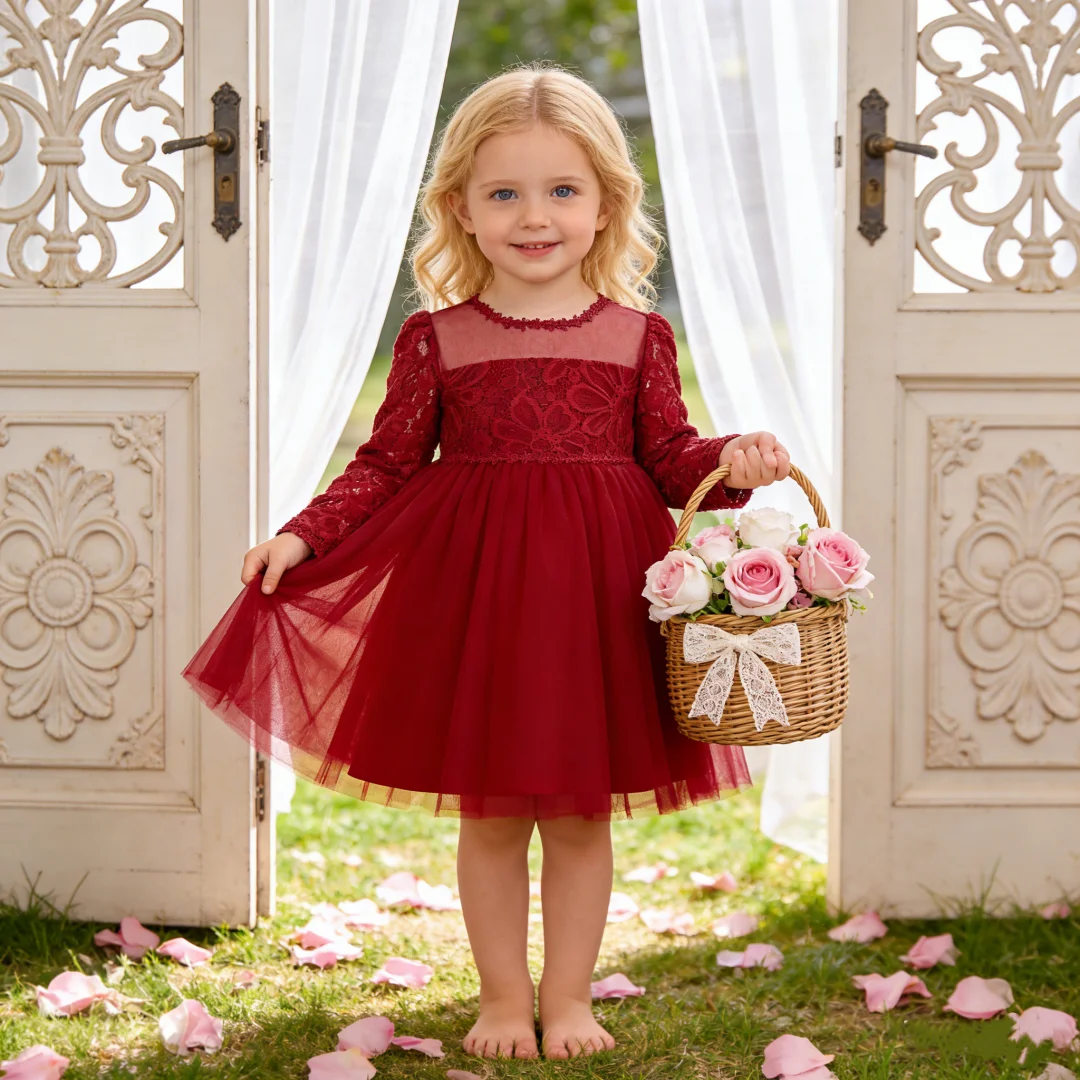 Robe en dentelle à manches lon - Baby Clothing High End avis et prix