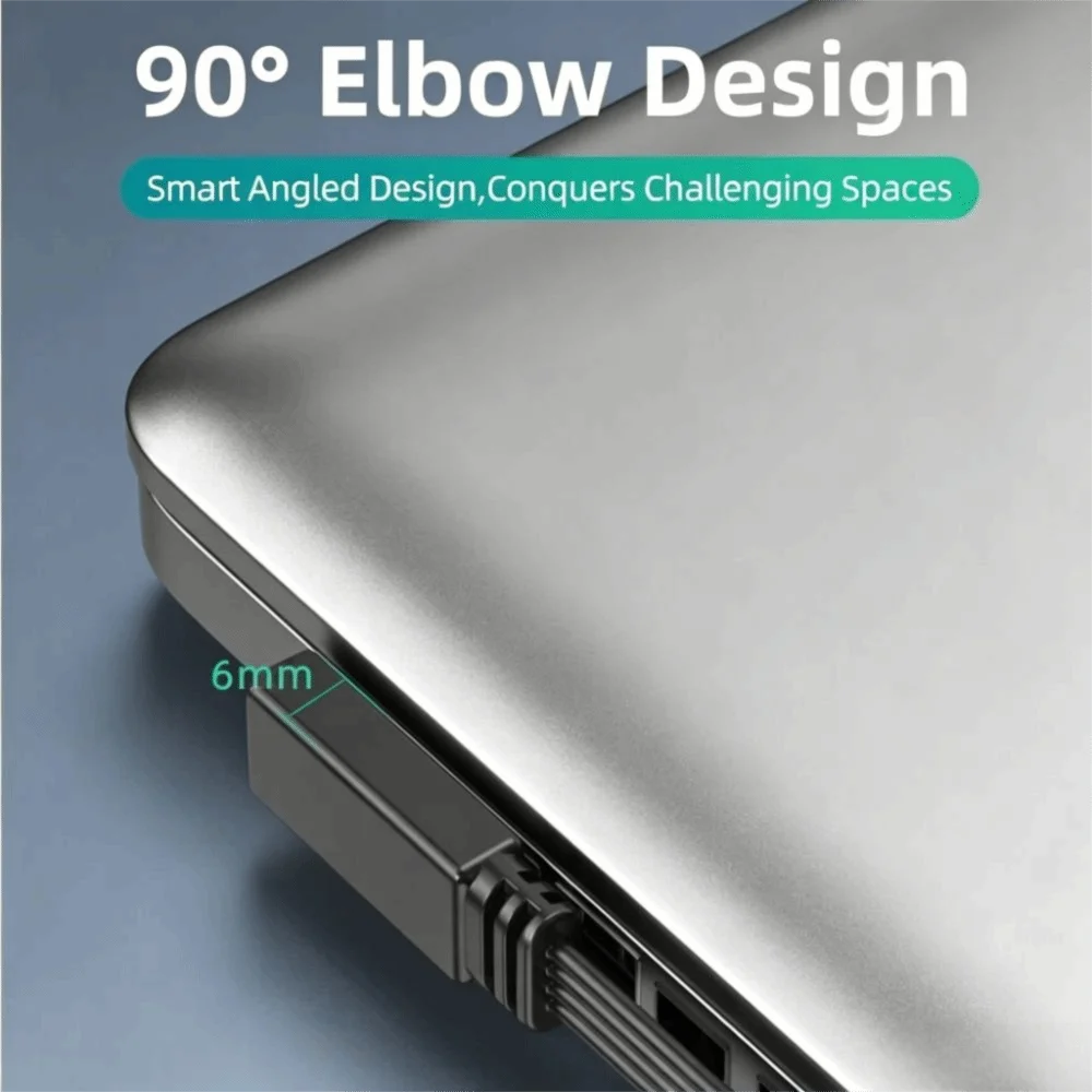 Double Elbow Type C Data Cable 90 Degree Super Soft USB C Charging Cable Flat Flexible Double-Sided Mobile Game Cable
