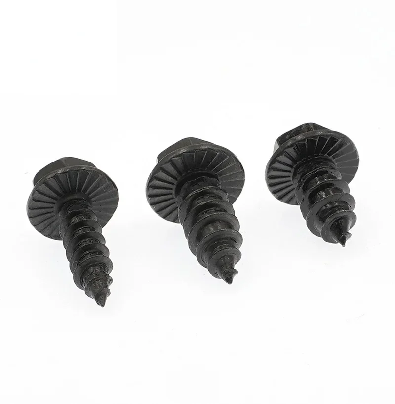 100pcs M5 M6 Flange Cross Hex Bolts Self Tapping Screws Hexagon Self Tapping Wood Screws Black Length 12-30mm 16mm 20mm