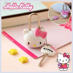 Sanrio Lock-Padlock Drawer-Cabinet Hello Kitty MyMelody Cartoon Mini Metal Zipper Bag Suitcase Luggage Box Key Lock with Key