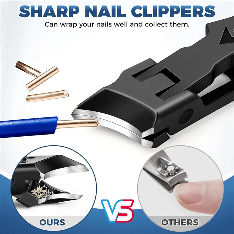 

AT43-Eagle Beak Beveled Nail Clippers - Wide Jaw Opening Anti-Splash Eagle Beak Nail Clippers With Catcher, 45 Degrees