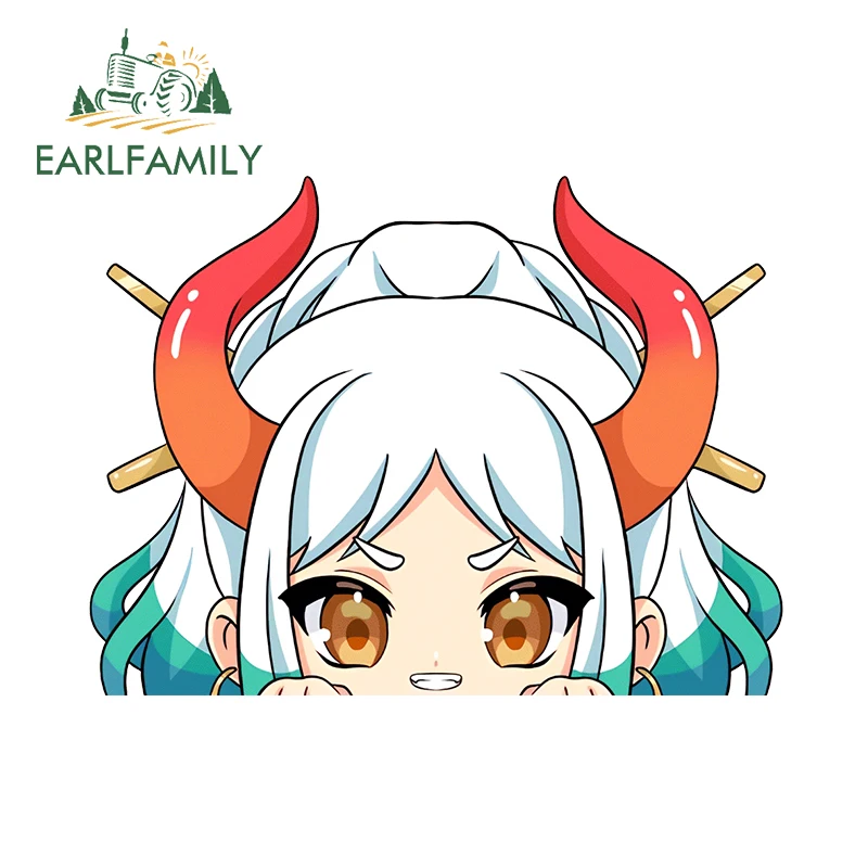EARLFAMILY 13cm x 9.7cm Yamato Chibi Peeker Decals Sailor Cute Oniki Anime Creative Accessories JDM Car Stickers Kawaii Decor