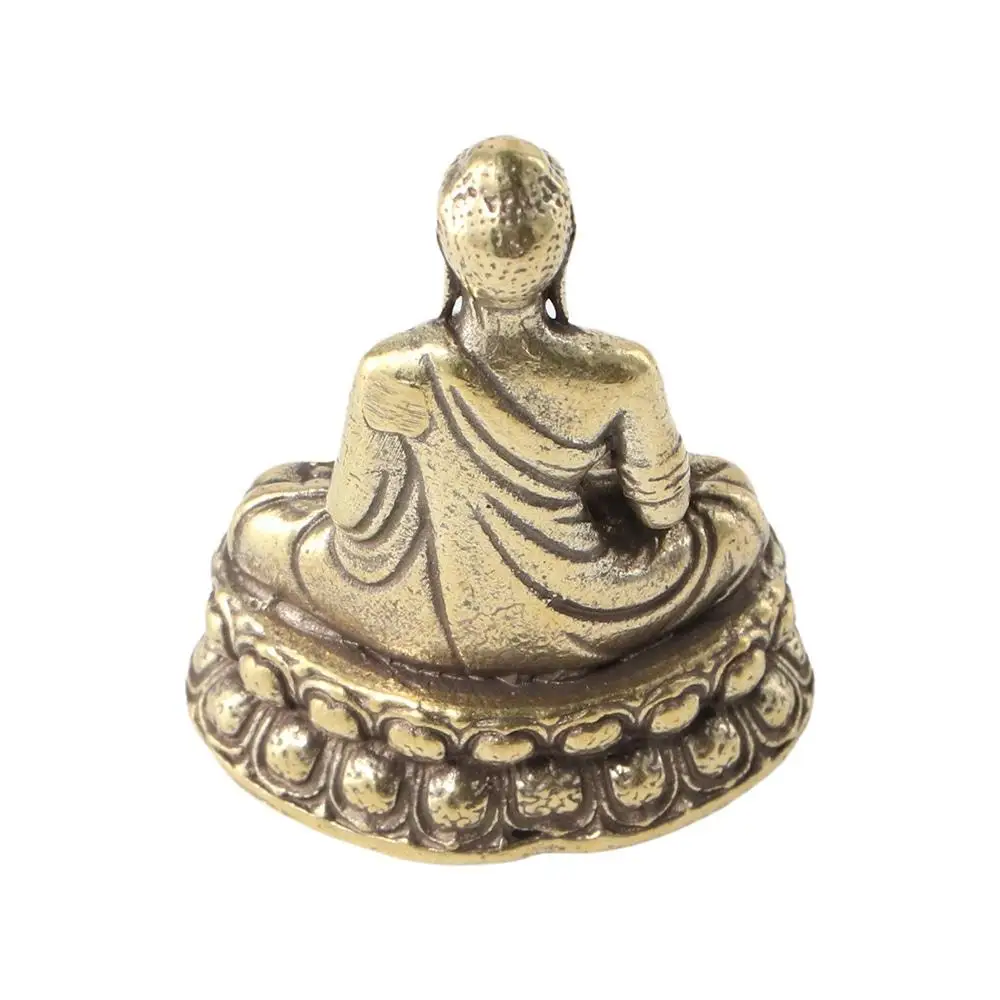 Vintage Brass Sitting Buddha Figurine Small Sakyamuni Statue for Collection Journey Worship Antique Home Desktop Decor