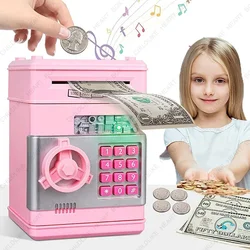 Mini caja de monedas automática para niños, caja de dinero de ahorro de efectivo con cerradura de llave de código, regalos para niños