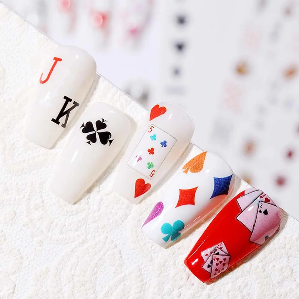 Decalcomanie interessanti impermeabili Moda Decorazione per unghie fai da te Manicure Poker Adesivo per nail art Design di carte da gioco