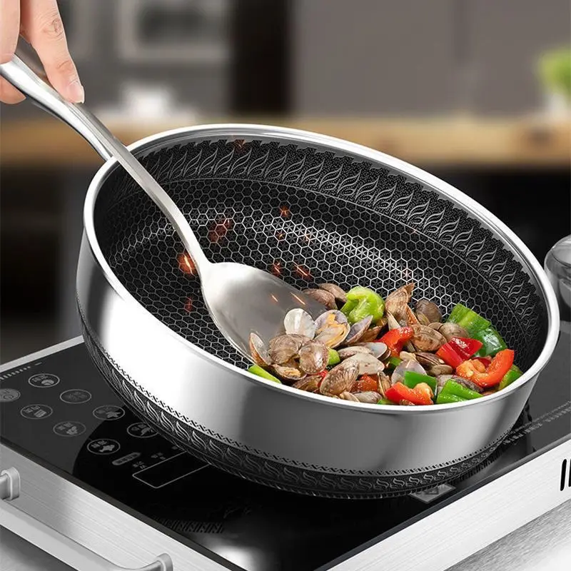 Sartén de acero inoxidable de 5 capas, sartén profunda inox wok, utensilios de cocina, Envío Gratis