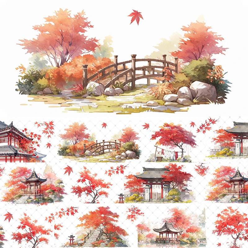 2 متر/لفة خمر منزل المشهد الكولاج PET اشي الشريط الزخرفية شريطٌ لاصق ملصقات صناعة يدوية سكرابوكينغ المجلات مذكرات