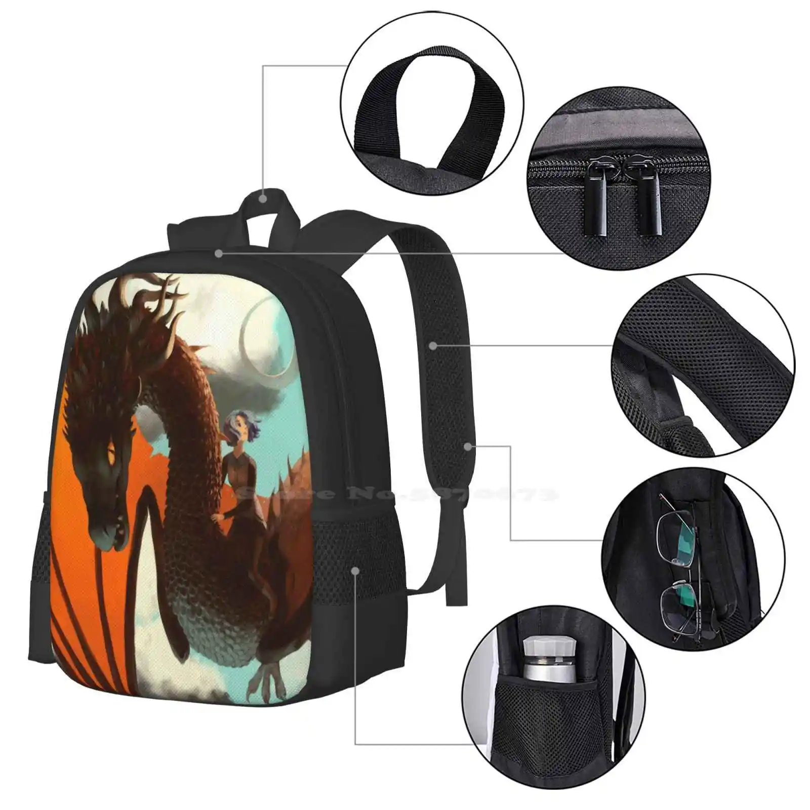 Mochila de Escape para mujer, bolsos de moda, Dragon Wyvern Sky Girl, vuelo, nubes voladoras, Carbatine, gran oferta