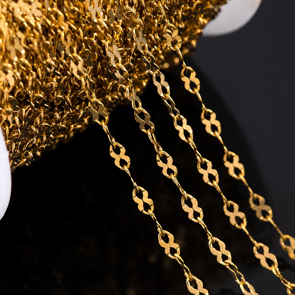 1 Meter Stainless Steel Figure 8 Cross Gourd Shape Flat Chain for DIY Necklace Bracelet Jewelry Making Accessories