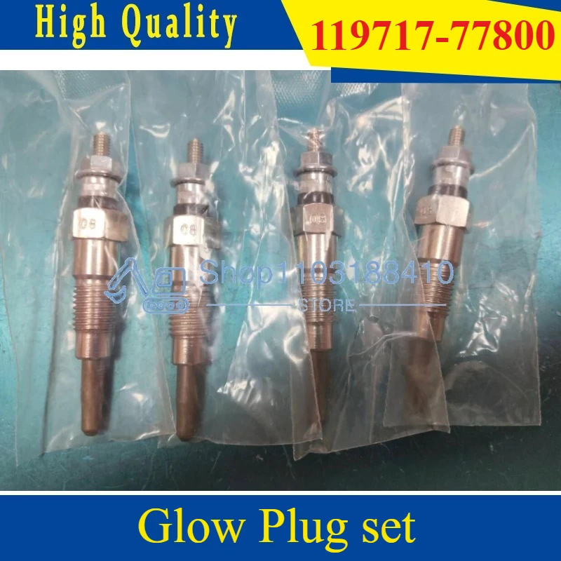 

4 Piecs 3TNE68 3TNA68 Glow Plug set 119717-77800 for Yanmar 3TNA72 3TN75 3TNA75 3TNT5U 3TN66 COMBINE 3TNA72-UAC, 3TN75- TRACTORS