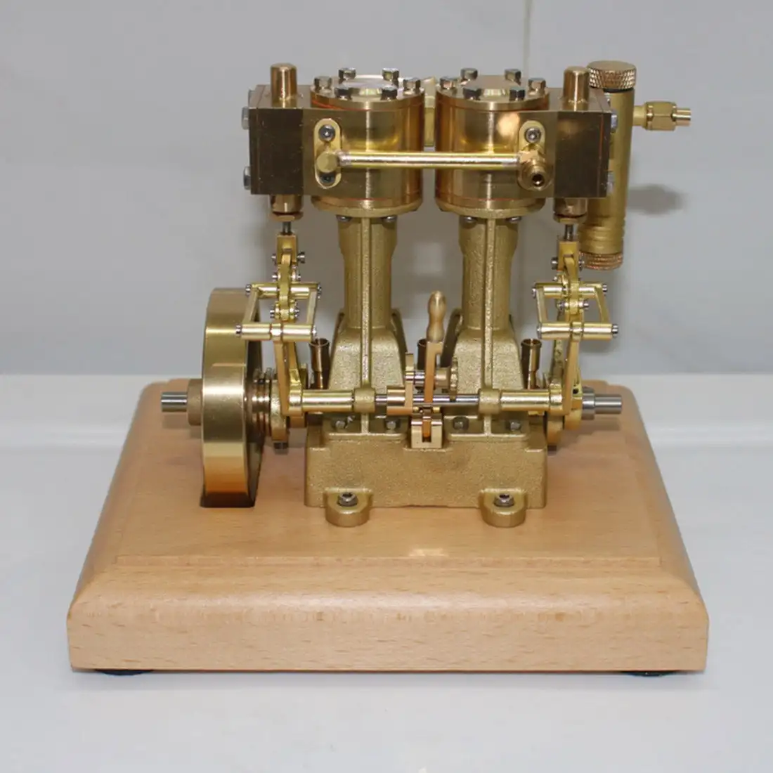 M30B Retro Vertical Steam Engine Model Twin-cylinder Working Double Acting 3.7CC Mini Steam Engine Model Brass Mechanical