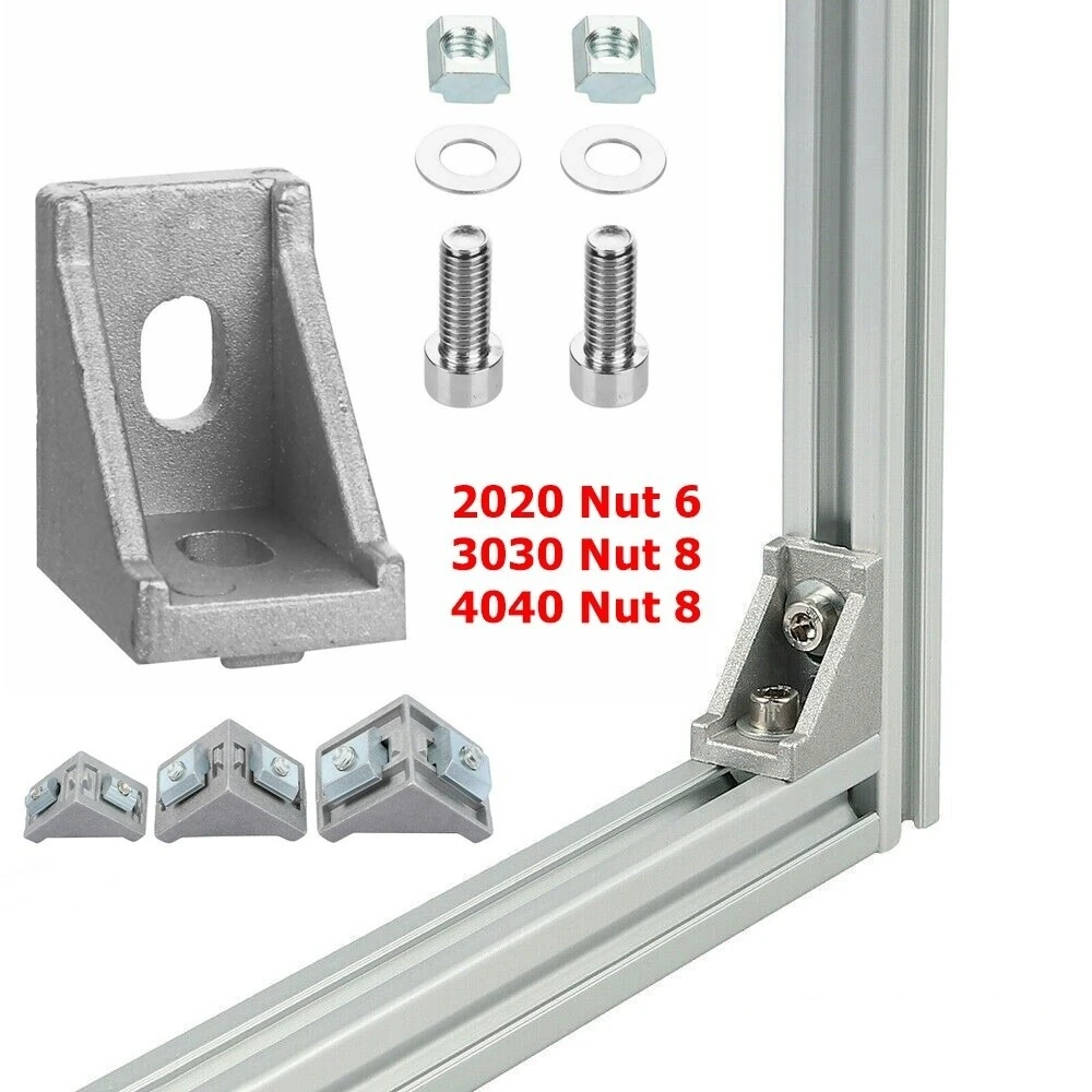Image of Eckwinkel, Aluprofil-Winkelverbinder-Set, 10 Stück für 4040 Nut 8, 10 Stück für 3030 Nut 8, 20 Stück für 2020 2028 Nut 6