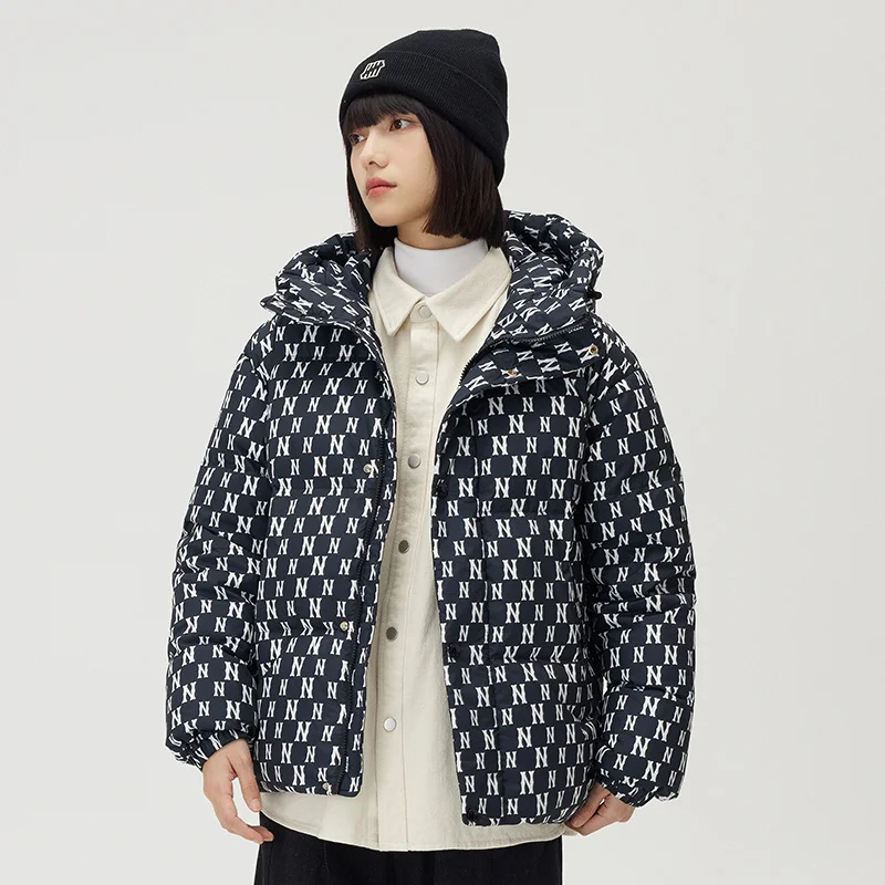 

Couple's Thiened down Jaet Hooded Bread Sle Outerwear for Men And Women Regular Length Polyester Fiber White Du down ...