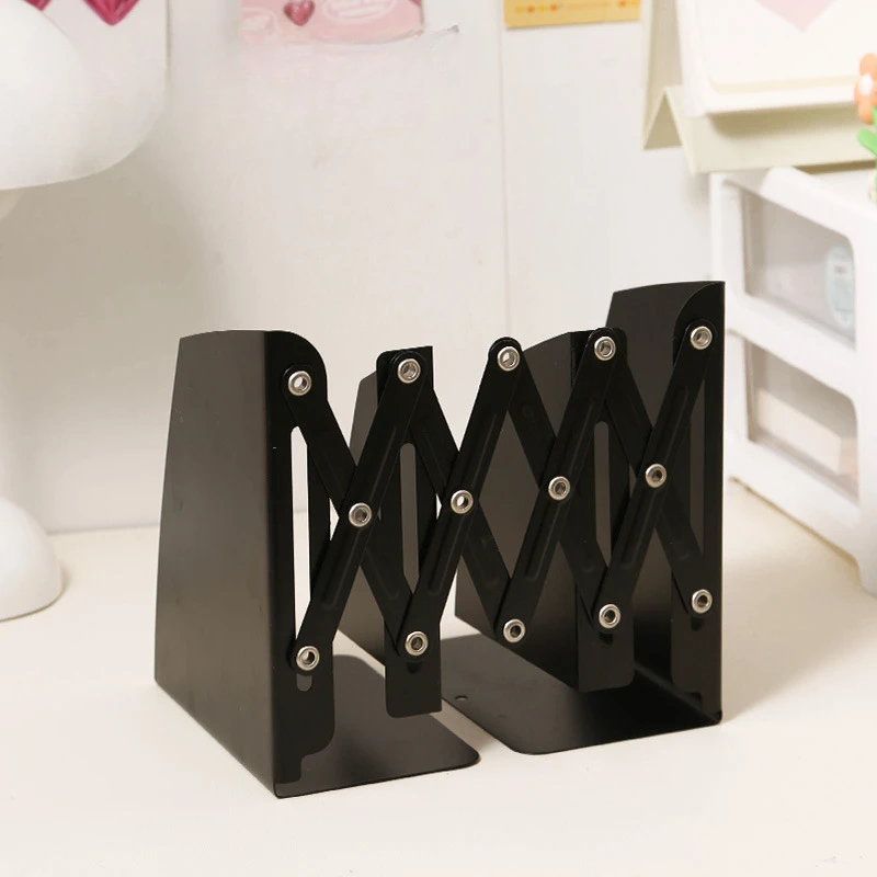 Desktop Bookshelf Iron Thickened Telescopic Book Stand with Pen Holder Bookshelf Student Desktop Fixed Storage Book Stand