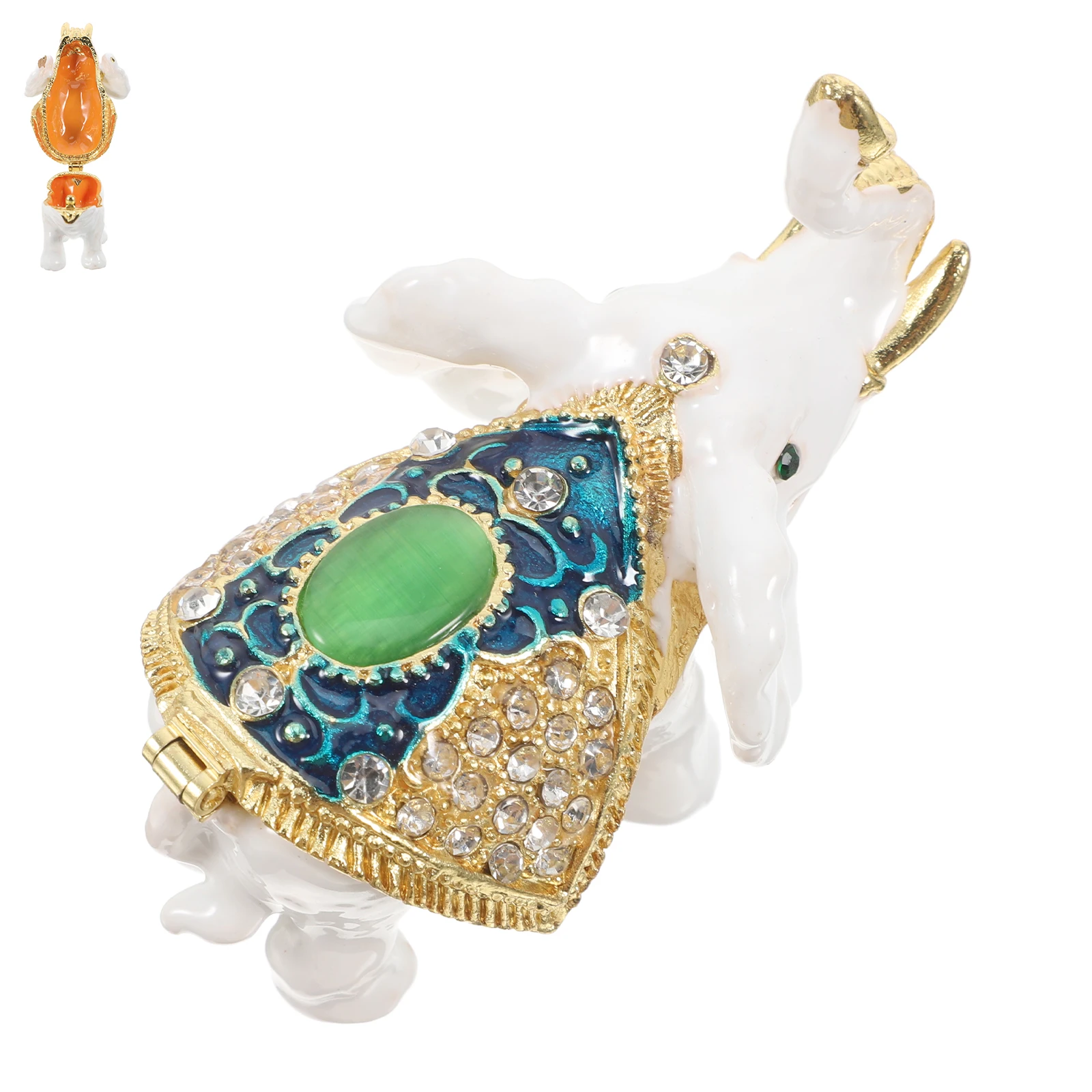 

Elephant Jewelry Box Trinket Holder White Zinc Alloy Earrings Trinkets Storage Case