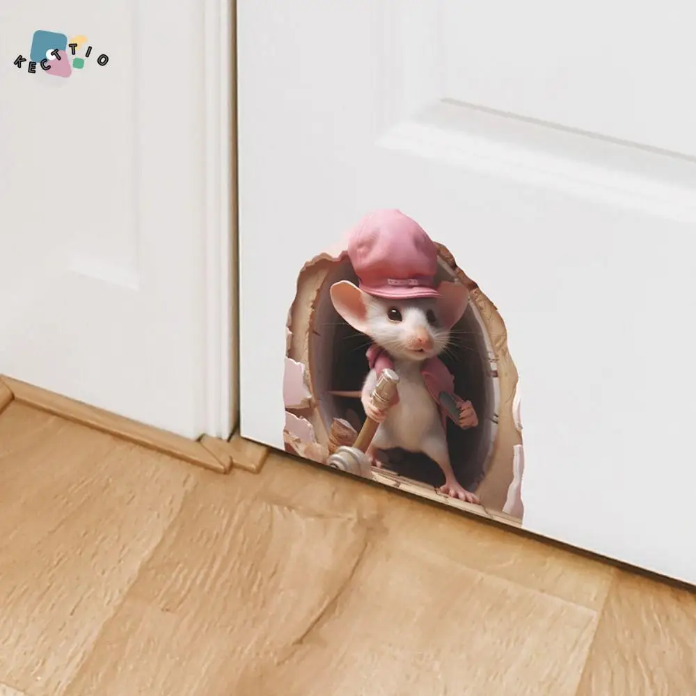 

Watreproof Cartoon Little Rat Hole Sticker Cute Mouse Hole Mouse Hole Wall Stickers Mini DIY 3D Rat Wall Decal Entrance