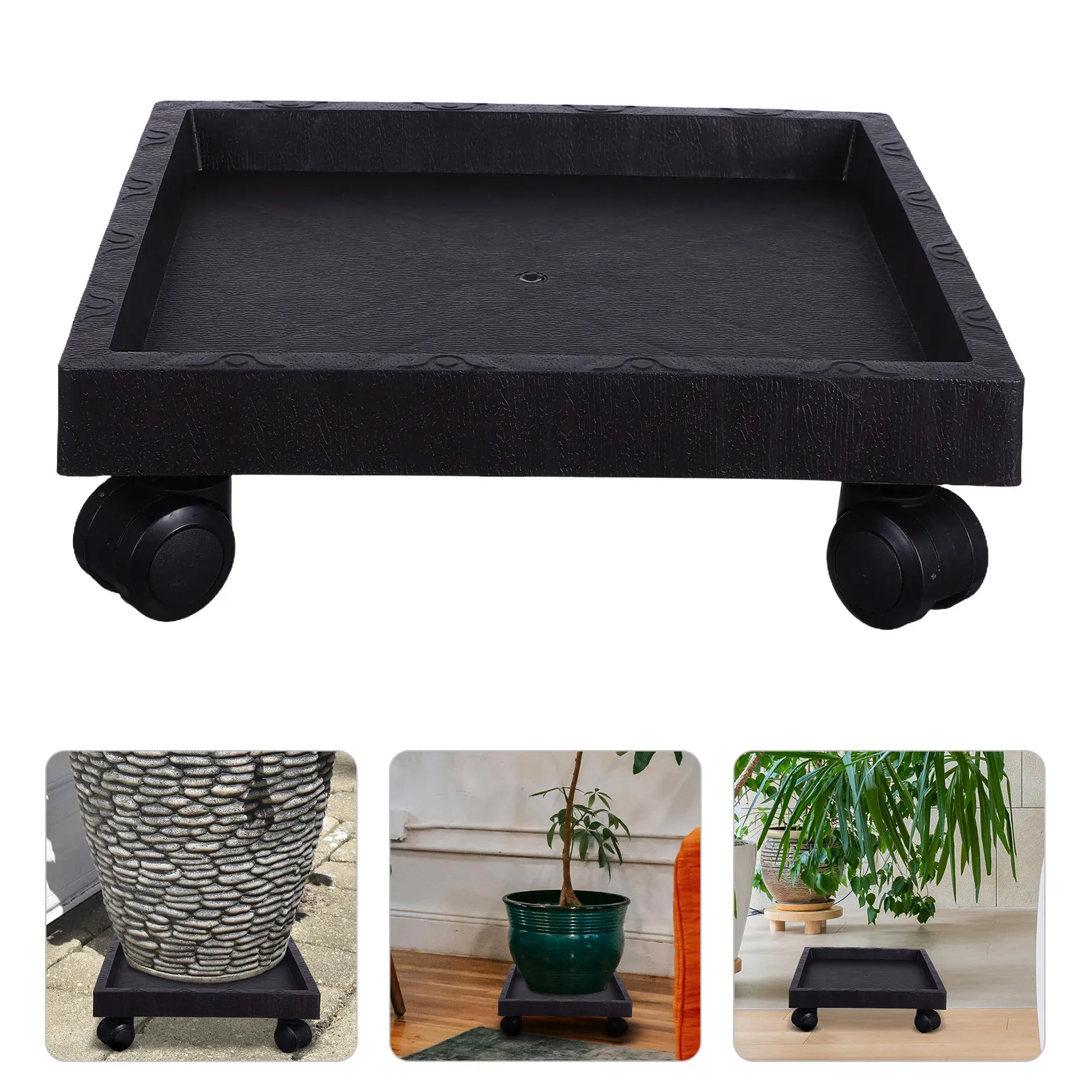 

Square Plant Tray with Wheels Heavy Duty Thickened Plastic Planter Caster Pallet for Indoor Outdoor Garden Patio Balcony