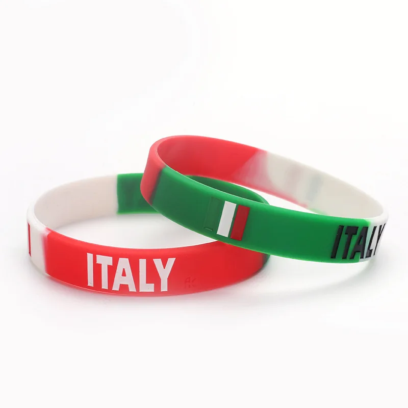 2pcs Engrave Italy Flag Bracelet Men Women Italian Silicone Wristband Bangle Sport Rubber Band National Patriotic Accessories