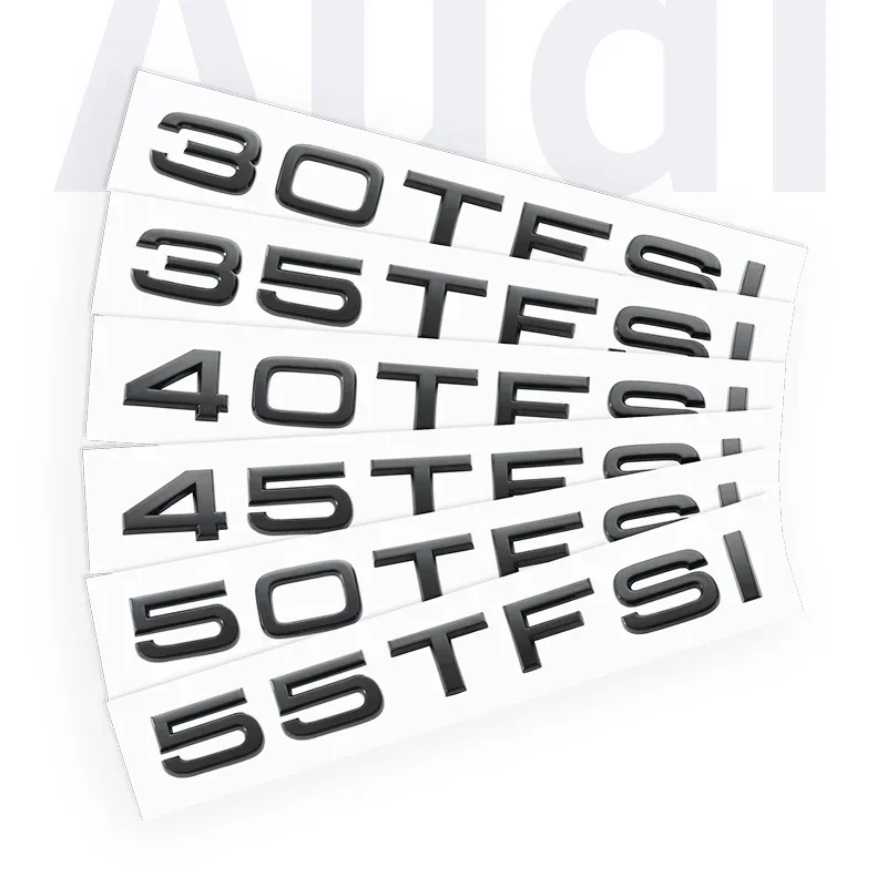 Silver Black Letters 30TFSI 35TFSI 40TFSI 45TFSI 50TFSI 55TFSI 60TFSI Numbers Emblem For Audi A1 A3 A4 A5 A6 A7 A8 Q2 Q3 Q5 Q7