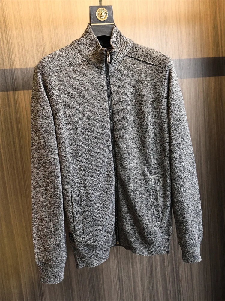 

Тяжелый мужской свитер с 3D вязаным воротником-стойкой, кардиган для поездок на работу, теплый модный осенне-зимний длинный волокно из полиэфирного волокна...