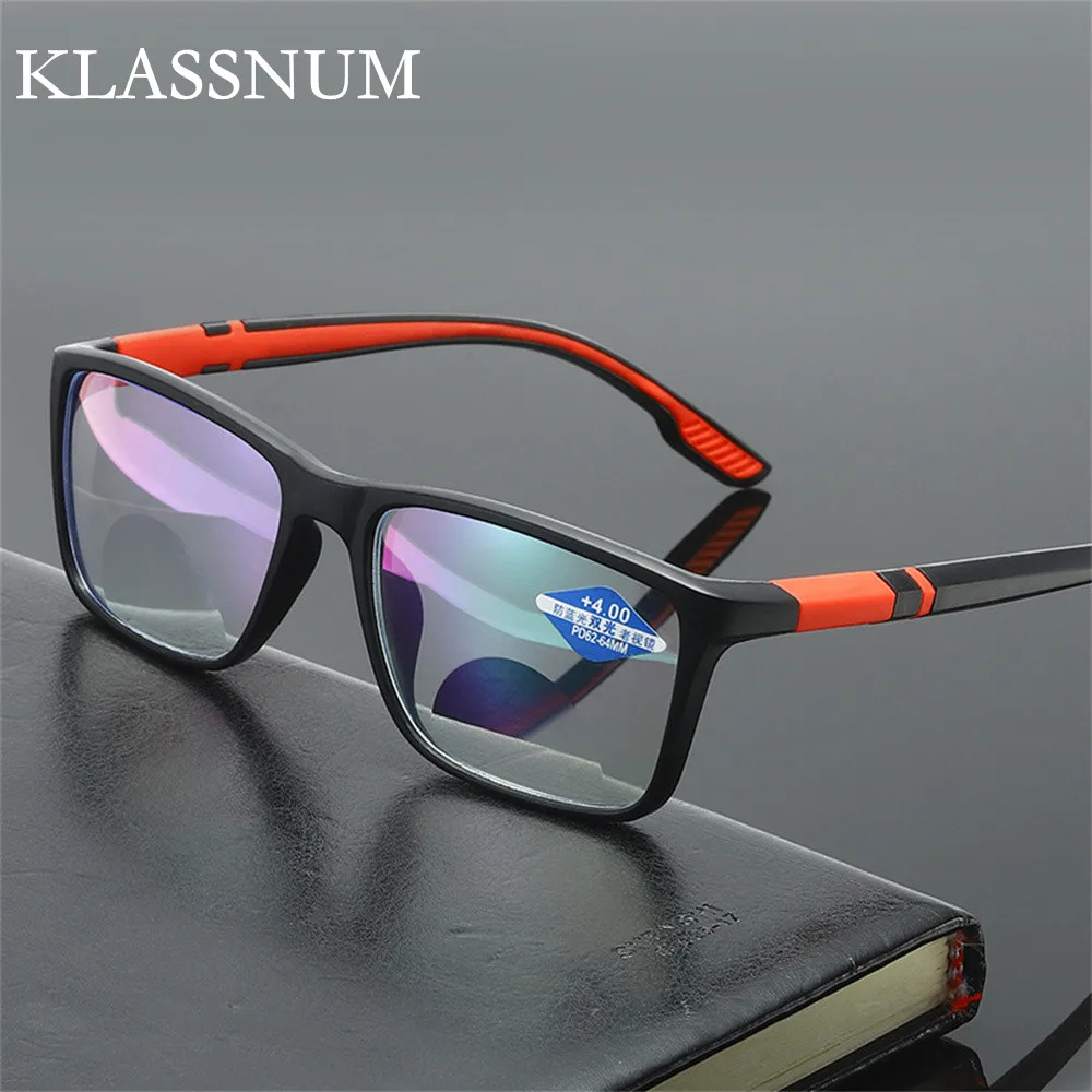 Vintage TR90 Reading Glasses Women Men Anti Blue Light Presbyopia Eyeglasses Bifocal Near Far Hyperopia Eyewear +1.0 2.0 3.0 4.0