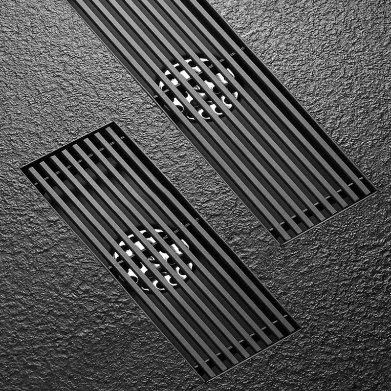 Long Strip Floor Drain Anti Odor Gun Gray Extended Stainless Steel 304 Rectangular Long Style Long Shower Room Side Row