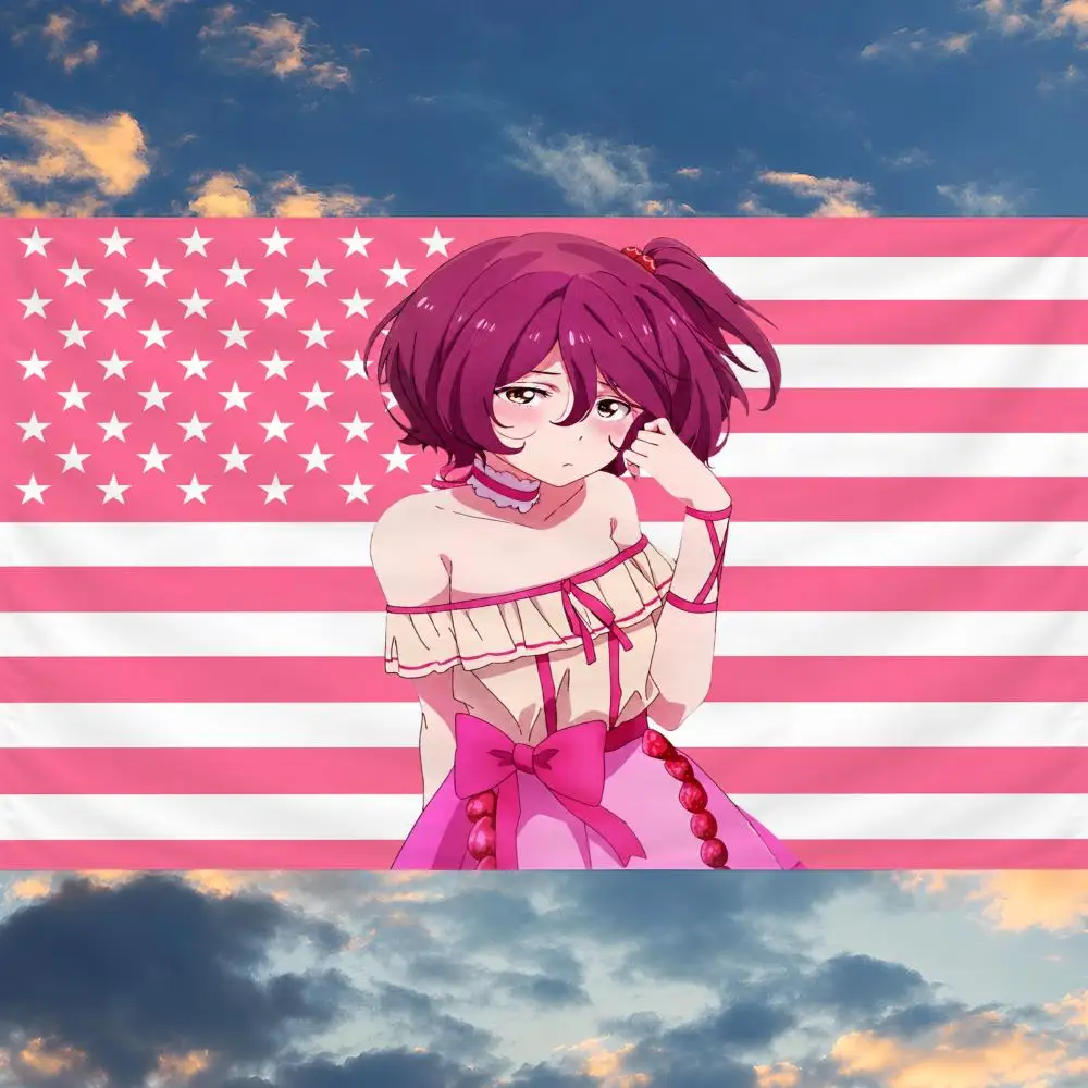 Anime Chika Komari Makeine Nukumizu Flags Banner Wall Hanging Decor Personality For Party Bedroom Outdoor Hogar Bedside