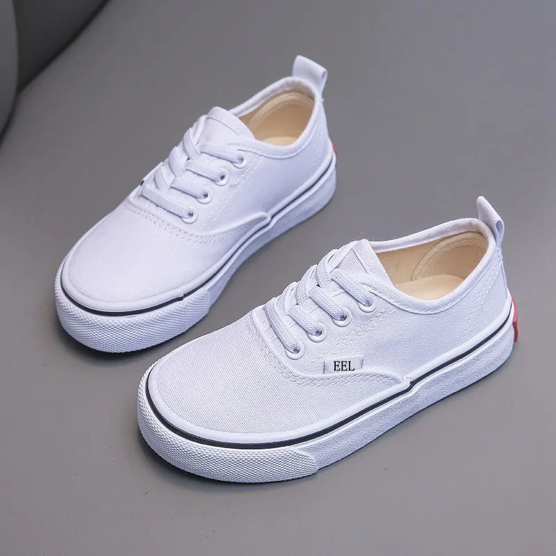 

Children Canvas Fashion Board Shoes Boys Soft Soled Casual Shoes Girl Thickened Solid Color Canvas Simple Children Shoes Neutral