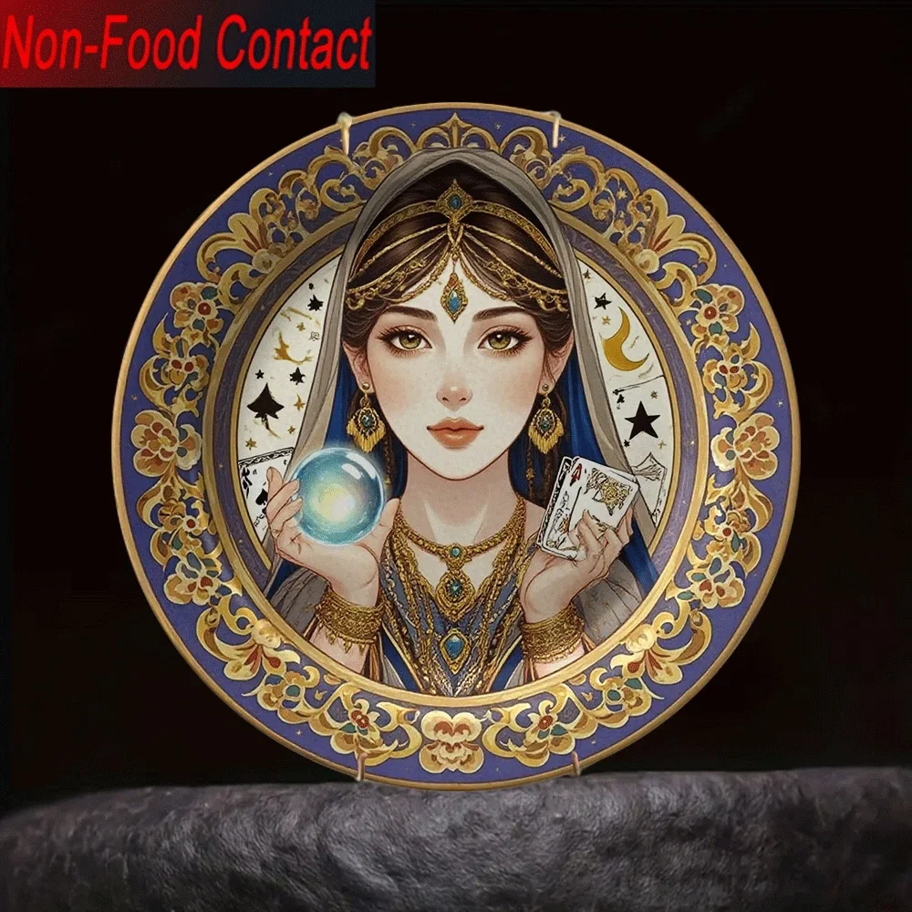 1pc Ceramic Fortune Telling Gypsy Psychic Divination Plate - /Egyptian-Inspired Fortune Telling Ornament with Arabic