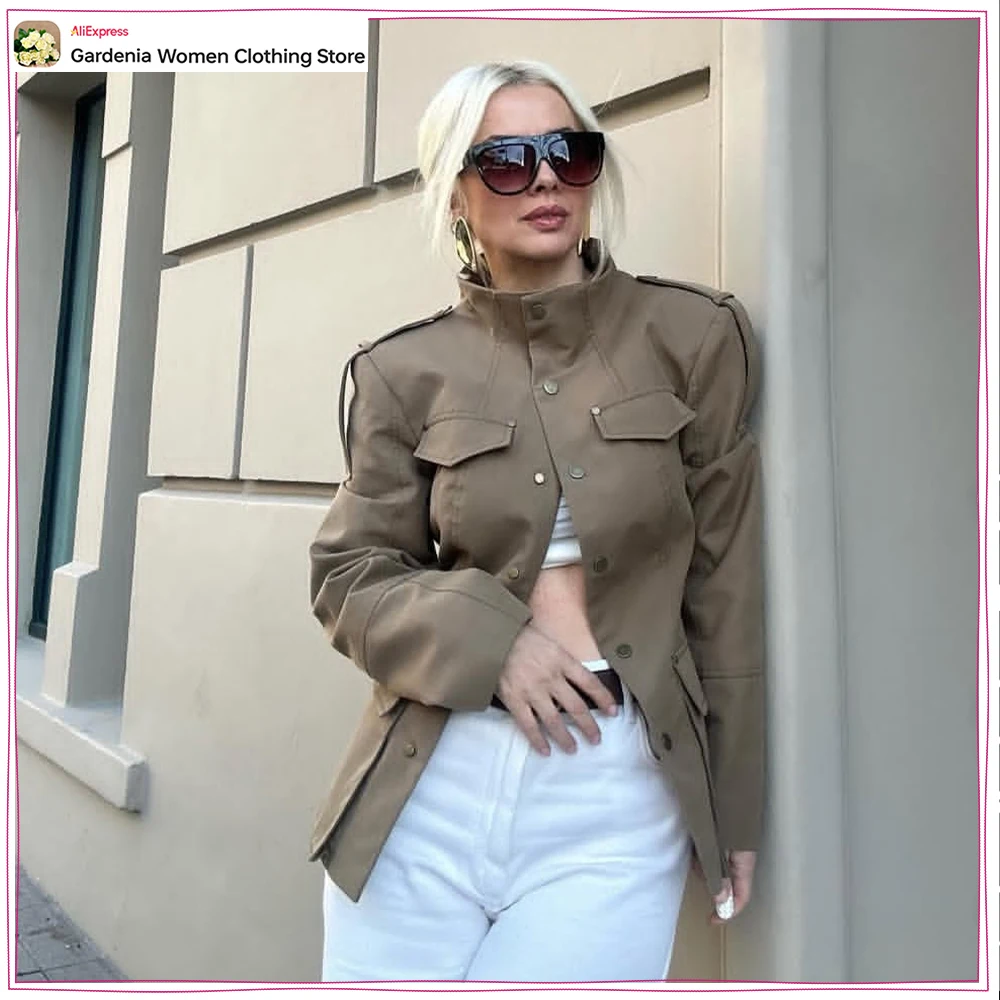 

Элегантные женские приталенные блейзеры с отворотами, воротником-стойкой, подплечниками и накладными карманами для весны и осени