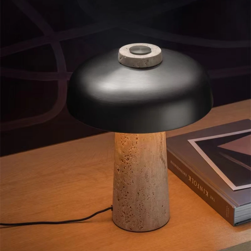 Imagem -04 - Mushroom Stone Table Lamp Designer Nórdico Decoração do Quarto Abajur Lamp Iluminação Interior do Vintage Luzes de Mesa de Jantar