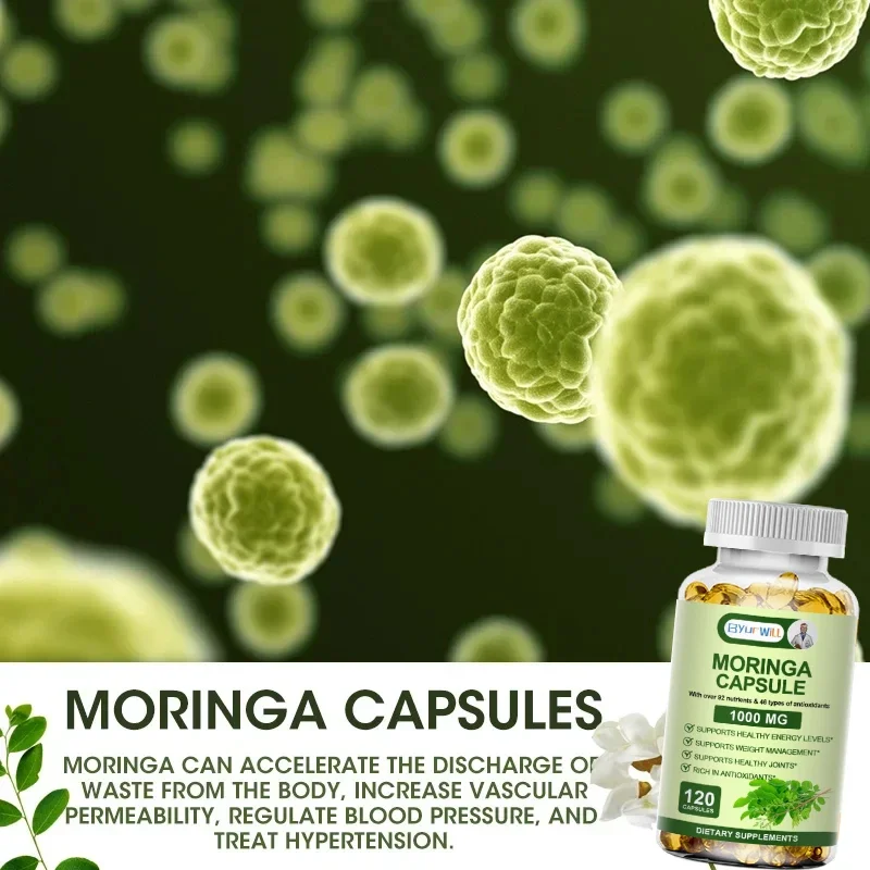 ByurWill Natural Moringa Oil Capsule Boost Metabolism Support Repairs Damaged Cells Alleviate Inflammation Cardiovascular Health