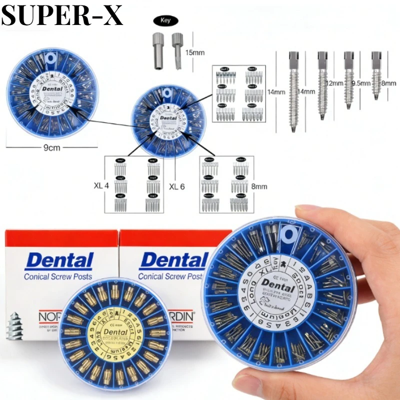 

120pcs/Box Dental Endodontic Conical Screw Post Gold Plated/Stainless Steel/TITANIUM Materials for Dental Restoration Material