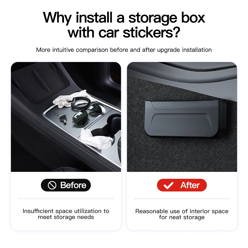 YZ For Hidden Silicone Storage Box For Tesla Series Easy Install Bag Model 3 S X Y New Auto Interior Accessories Universal Parts