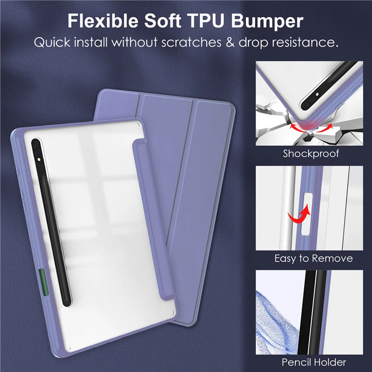 Transparente Hybrid-Hülle für Samsung Tab S7/S8/S9 FE, Durchsichtige PC-Rückseite mit Weichem TPU-Stoßfänger, Stoßfeste Abdeckung – Detail 11