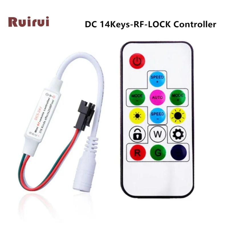 

100PCS DC RF 14/17 Keys Led Tape Remote Controller DC5-24V WS2811 WS2812B Led Pixels Strip Light Controller