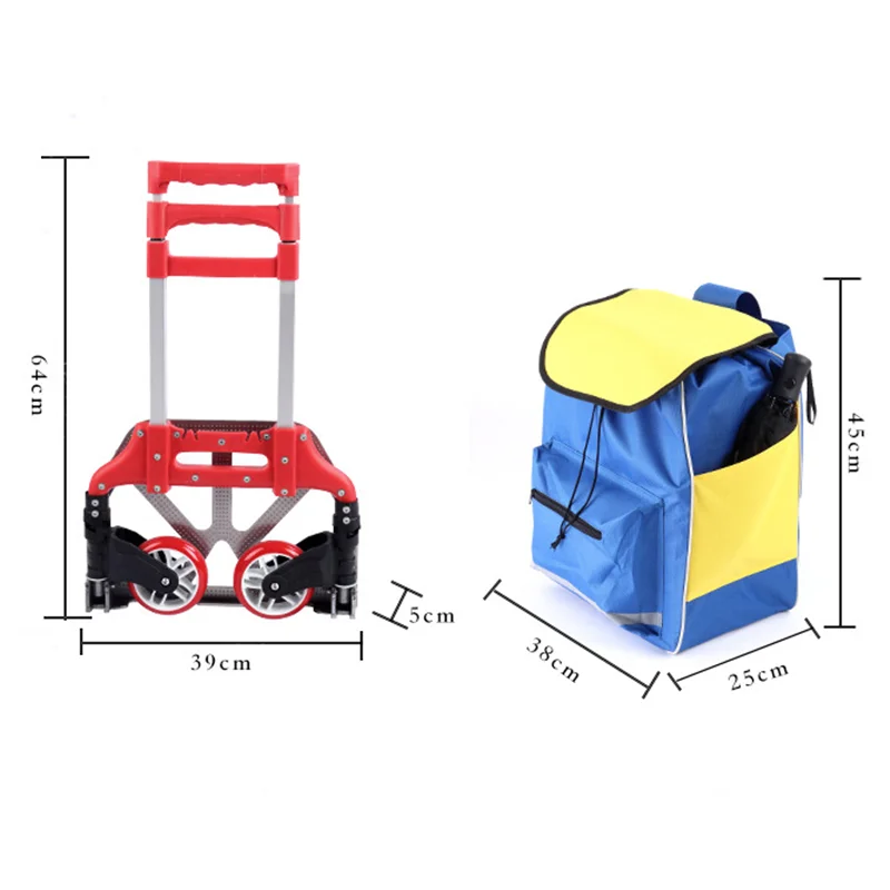 Aluminum Alloy Luggage Cart Portable Trolley Folding Shopping Truck Travel Hand-pulled Car Heavy Trailer Outdoor Carry Camp