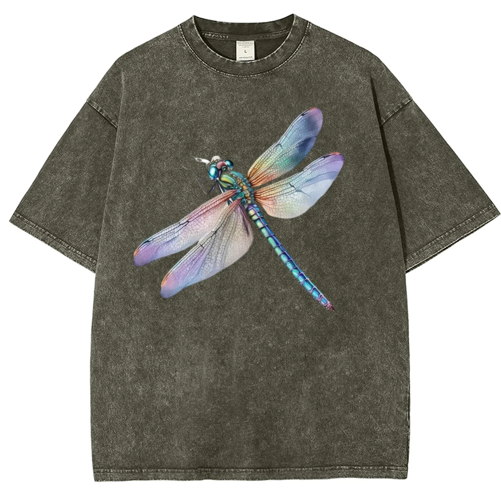 

Couple T-shirt Japanese Harajuku StyleTop Real Dragonfly Print Loose Elastic OVERSIZE Summer 2024 New Multi-Color Option