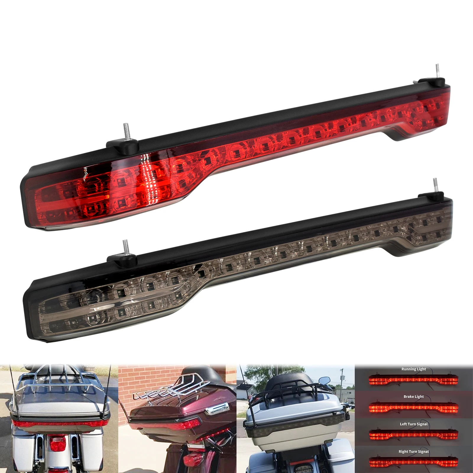 Motorcycle Rear Tour Luggage LED Brake Turn Signal Light Tail Lamp For Harley Touring CVO Road Electra Glide Limited 2014-2025