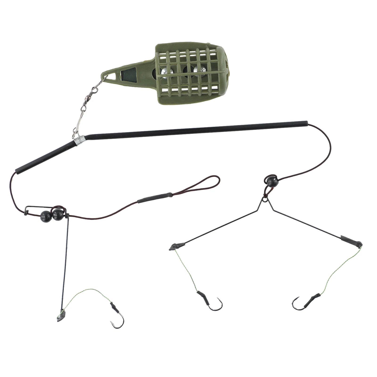 Part Baits Cage Black/Green Carp Fishing Excellent High Carbon Steel Hook Rig Set Smooth Terminal Baits Cage New