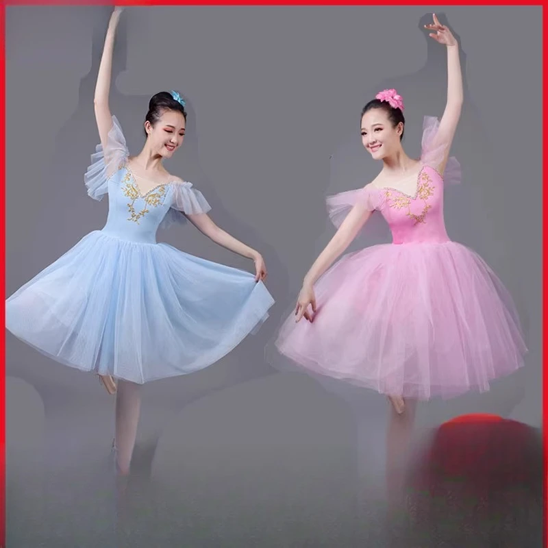 زي أداء تنورة الباليه للأطفال، تنورة شاش للرقص للبالغين، تنورة منفوشة، زي أداء احترافي جديد