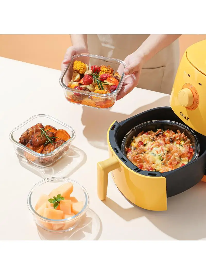 Heat Resistant Glass Lunch Box Microwave Se Sed Container with Lid Fre Kee Box round ape Large Capaci over L view 4